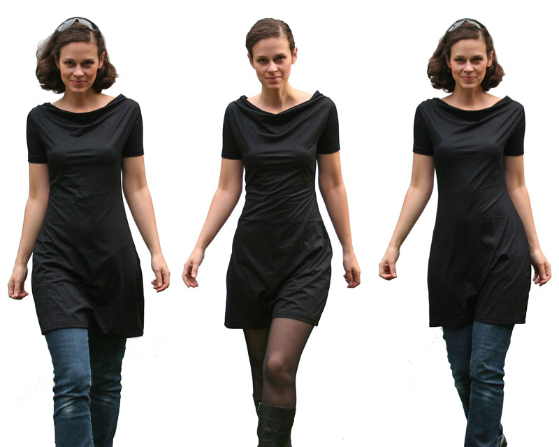 Wasserfall Kleid Kurzarm