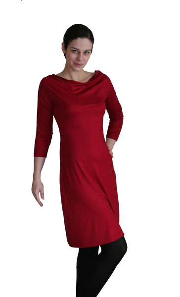 Wasserfall Kleid Dreiviertelarm, Made in Germany