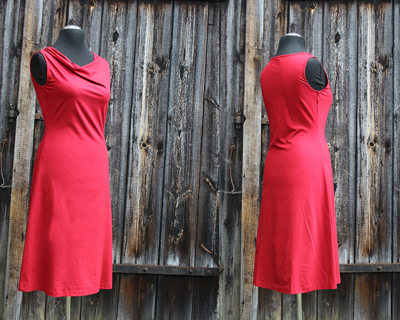 Wasserfall Kleid ärmellos, Made in Germany