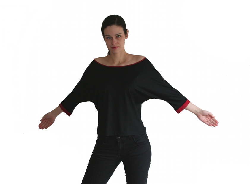 Fledermaus Shirt No.1 Kontrast + kontrastfarbige Ärmelabschlüsse