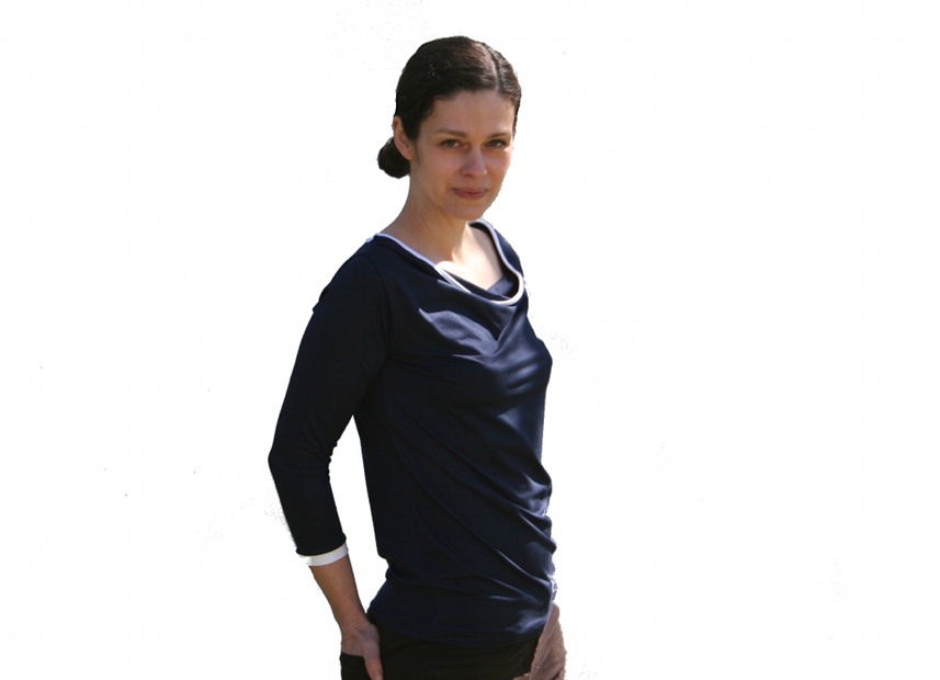 Wasserfall Shirt Kontrast Dreiviertelarm