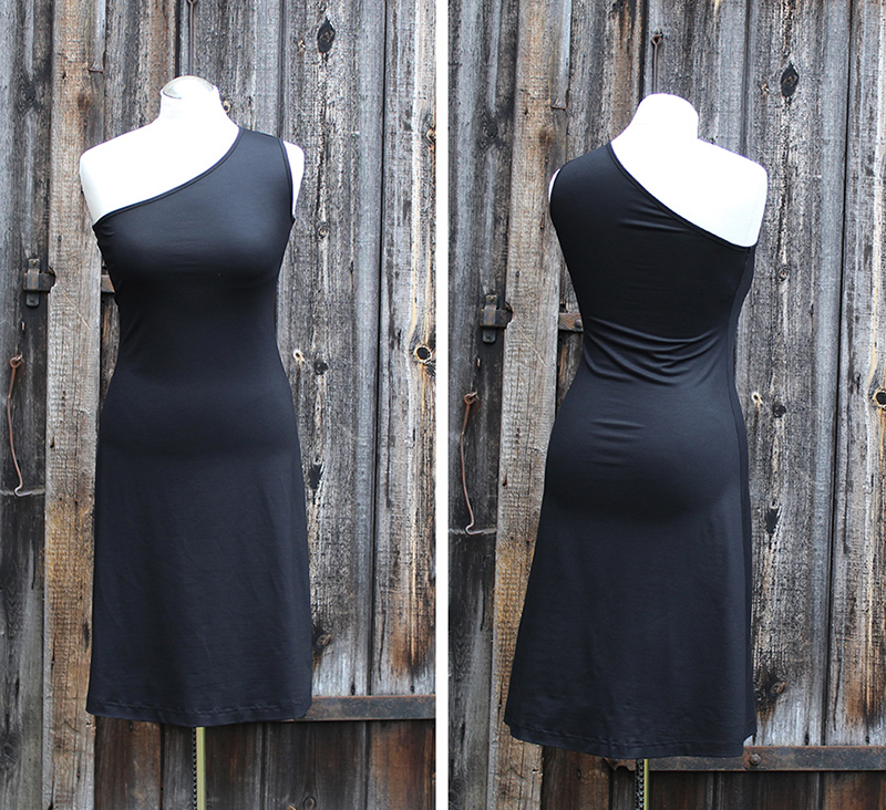 One-Shoulder Kleid ärmellos, aus Viskosejersey